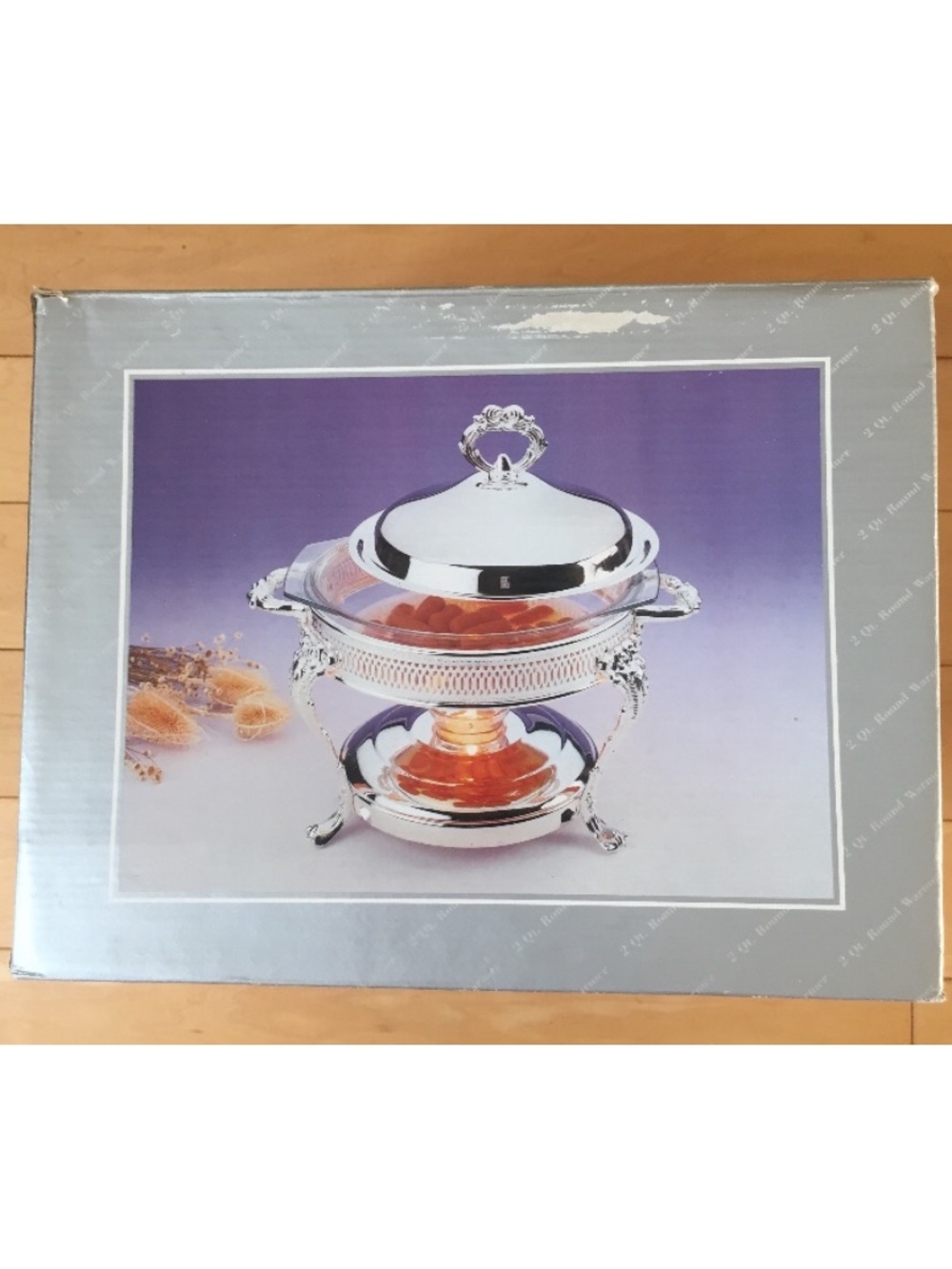 Vintage 2-Quart Round Silver-Plated Chafing Dish Food Warmer